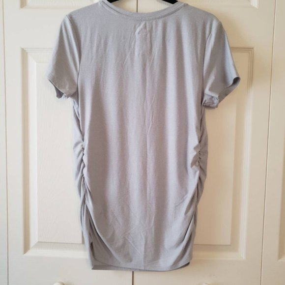 Time And Tru I love You Already Gray Maternity Shirt Ruched Sides Size Medium - Picture 4 of 9